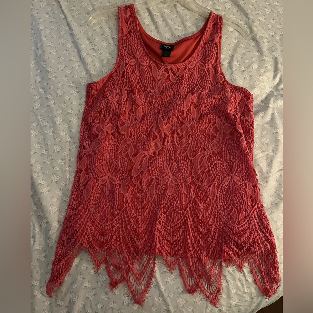 Daytrip from Buckle, salmon colored, size, large, crochet tank top